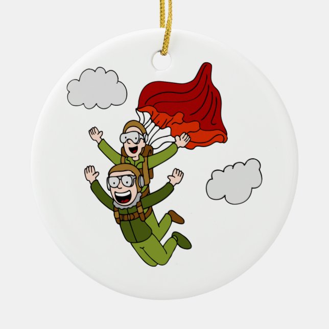 TandemSkydiving vektorCartoon Keramikornament (Vorne)
