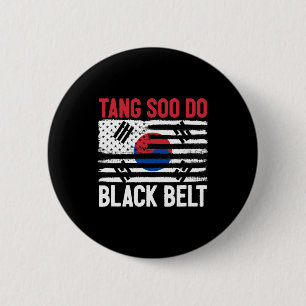 Tang Soo Do Black Belt Karate Kämpfer Koreanischer Button