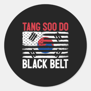 Tang Soo Do Black Belt Karate Kämpfer Koreanischer Runder Aufkleber
