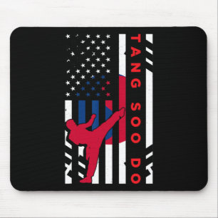 Tang Soo Do Martial Arts Karate American Flag Wome Mousepad