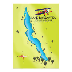 Tanganjikasee Afrikanischer Großsee Karte Fotodruck