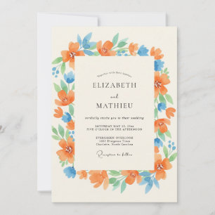 Tangerine Azure Blätterhochzeit Einladung