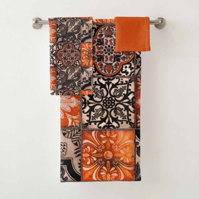 Tangerine Fliese Badhandtuch Set (Insitu)
