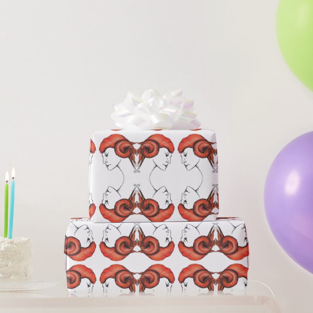 Tangerine Orange Haired Woman Portrait Pop Art Geschenkpapier (Partygeschenke)