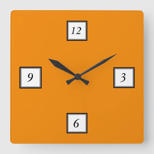 Tangerine Orange Quadratische Wanduhr (Vorderseite)