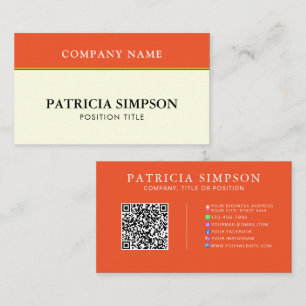 Tangerine Orange und Beige Cream QR-Code-Vorlage Visitenkarte