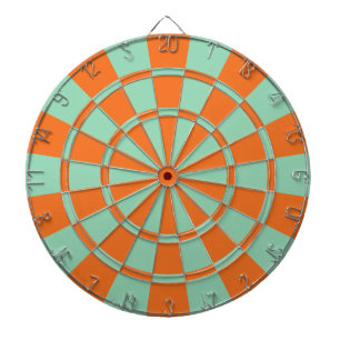 Tangerine Orange und Mintgrün Farbe Dartscheibe