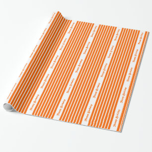 Tangerine Safari Streifen mit individuellem Text Geschenkpapier