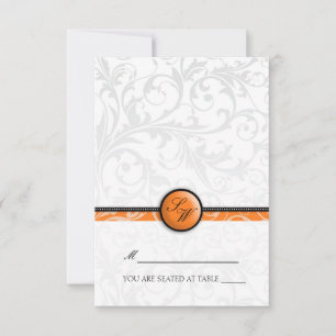 Tangerine Swirl Monogram Klappzelt Platzkarte