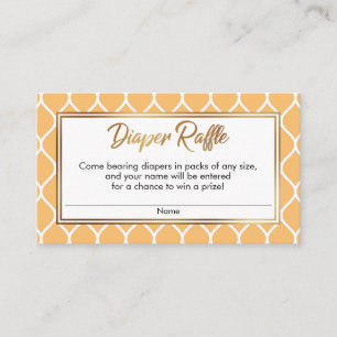 Tangerine & White Ogee, Gold Diaper-Raffle-Tickets Begleitkarte