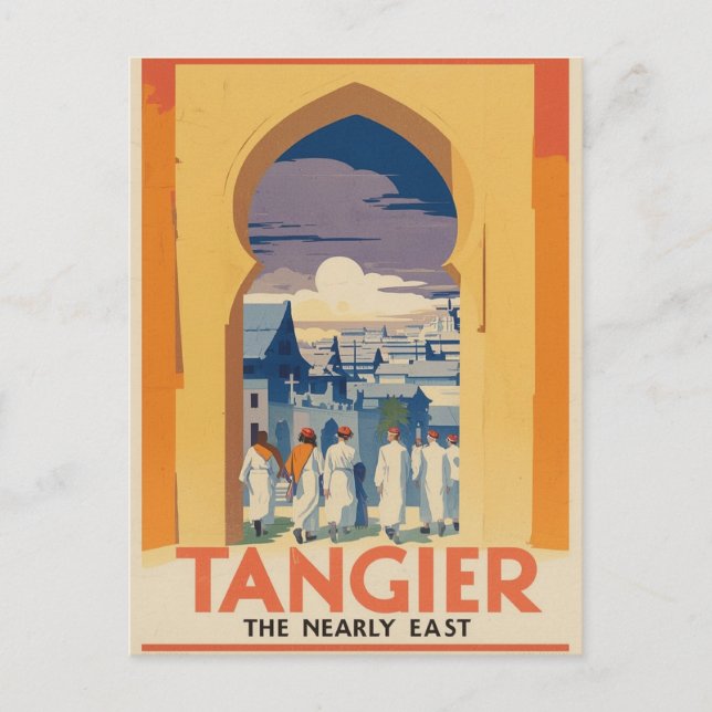 Tangier Vintage Travel Poster Postkarte (Vorderseite)