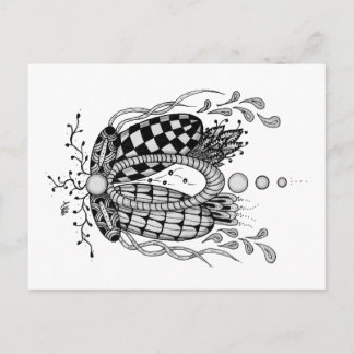 Tangle Art: Florales Design, Ovale Postkarte