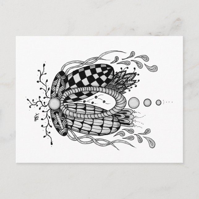 Tangle Art: Florales Design, Ovale Postkarte (Vorderseite)