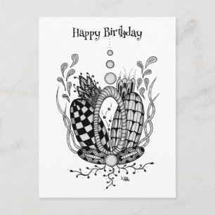 Tangle Art: Florales Design, Ovale -  Postkarte