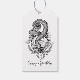 Tangle Art: Florales Motiv - Geschenkanhänger