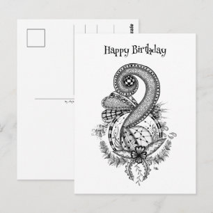 Tangle Art: Florales Motiv -  Postkarte