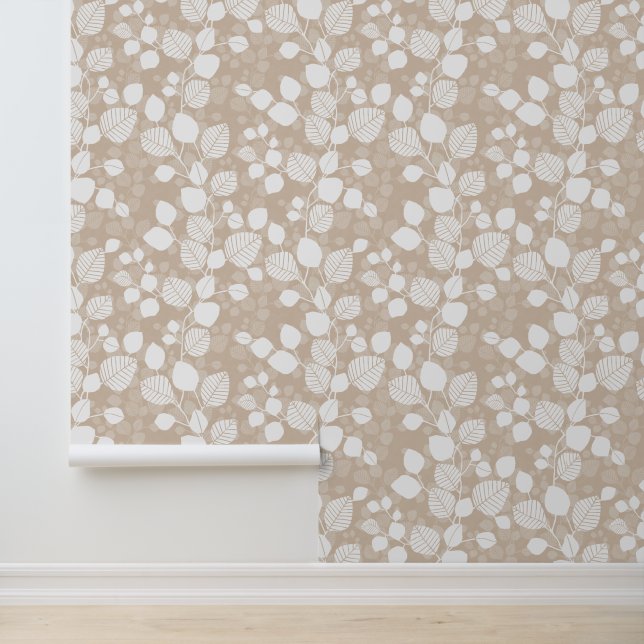 Tangled Canopy of Leaves XL neutral botanic Tapete (Anwendung)