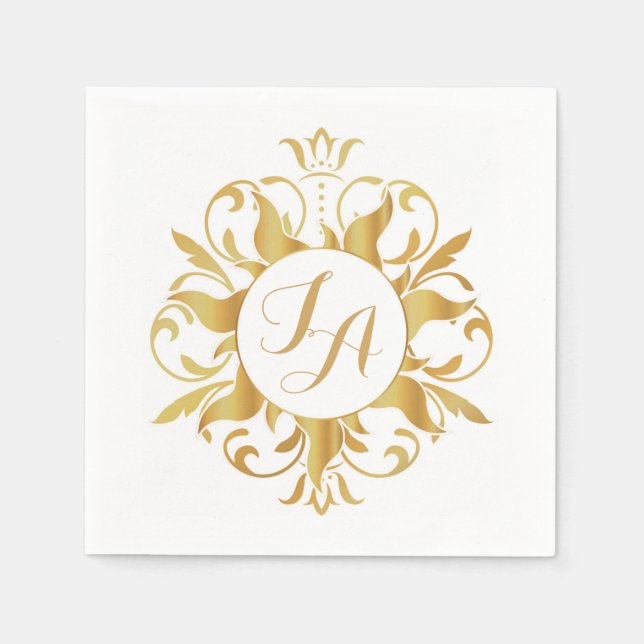 Tangled Sun Monogram Napkins Serviette (Vorderseite)