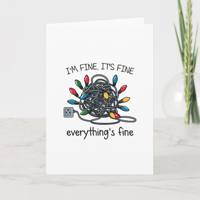 Tangled Up Christmas Lights Card Feiertagskarte (Vorderseite)