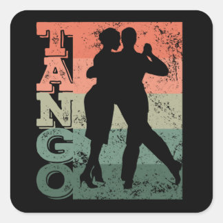 Tango Argentino Retro Vintage Tango Vals Tango Quadratischer Aufkleber