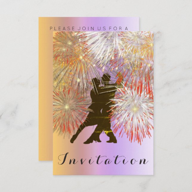 Tango Ball Carnival Dance Party Gold Ombre Lila Einladung (Vorne/Hinten)