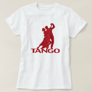 Tango Ballroom Silhouette Red Imitats Glitzer T-Shirt