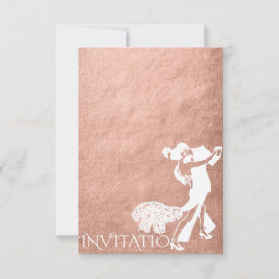 Tango Classic Dance Pink Rose Gold White Einladung