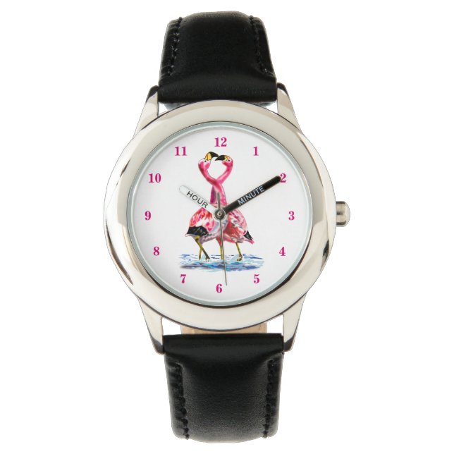 Tango Dance Couple Pink Flamingo Watch Armbanduhr (Vorderseite)