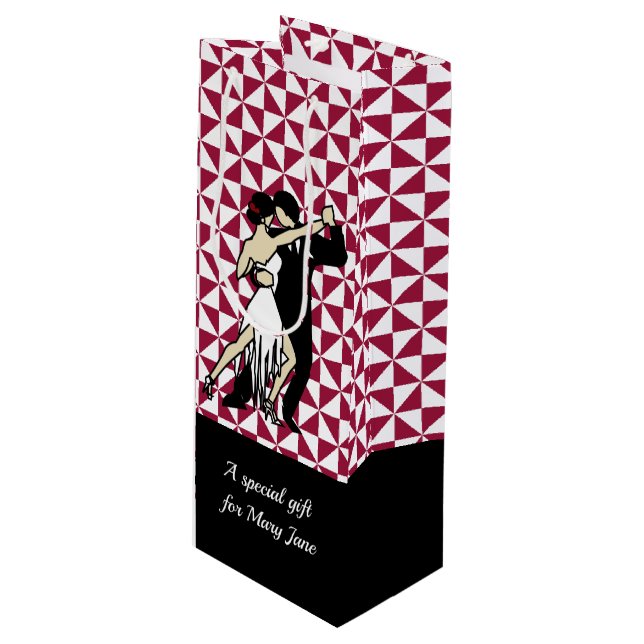 Tango Dancers Geschenktüte Für Weinflaschen (Vorderseite Schrägansicht)
