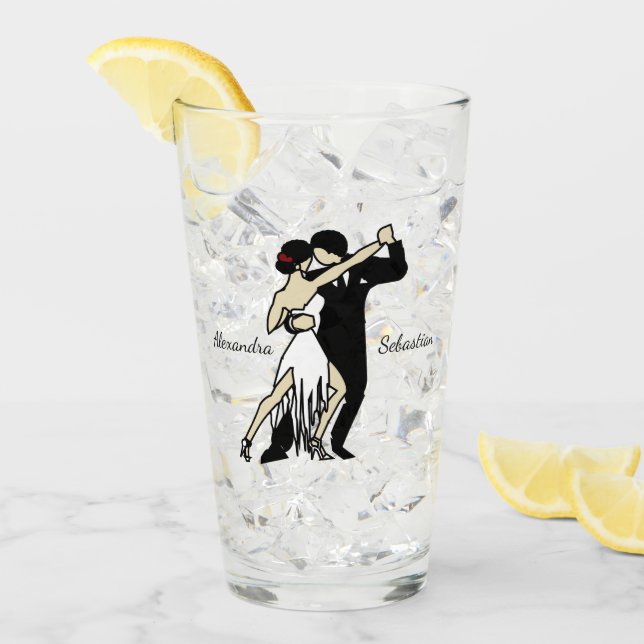 Tango Dancers Glass im Retro-Stil Glas (Vorderseite Ice)
