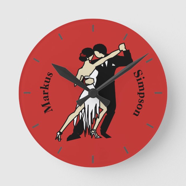 Tango Dancers Runde Wanduhr (Vorderseite)