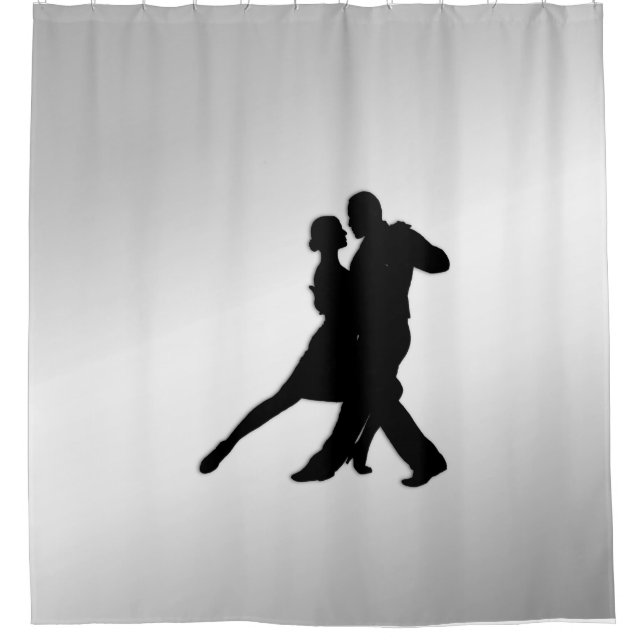 Tango Dancers Silhouette 2 Silver Duschvorhang (Vorderseite)