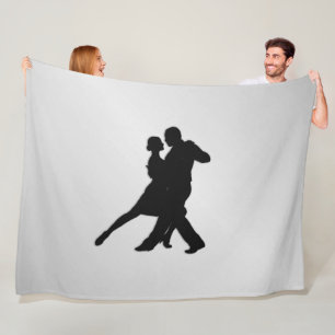 Tango Dancers Silhouette 2 Silver Fleecedecke