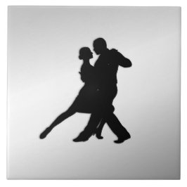 Tango Dancers Silhouette 2 Silver Fliese