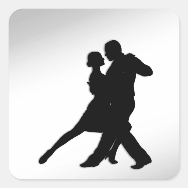 Tango Dancers Silhouette Quadratischer Aufkleber (Vorderseite)