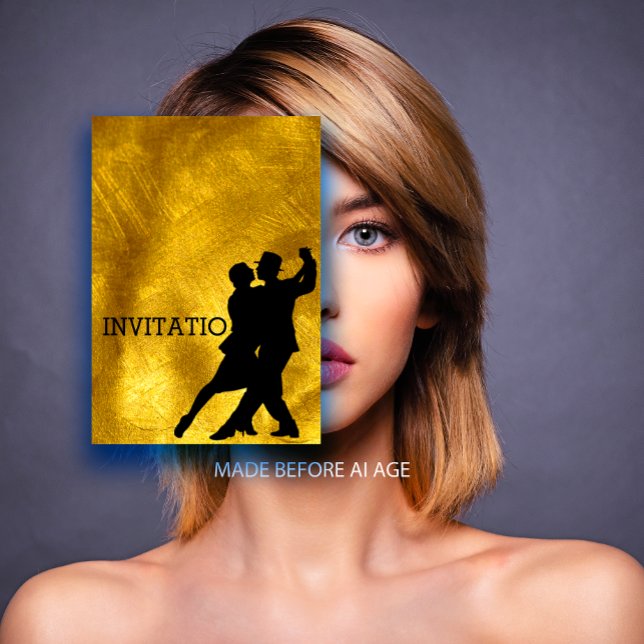 Tango Flamenco Einladung (Tango Flamenco Latin Dance Golden Foil Invitation)