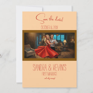 Tango-Rotes Hochzeitskleid Save-the-Date-Karte Einladung