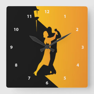 Tango-Silhouette-Tänzer Quadratische Wanduhr