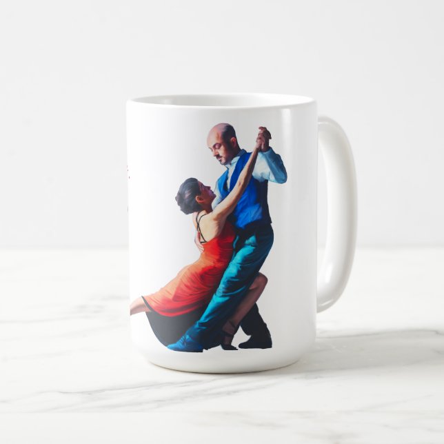 Tango-Tänzer - Handmalerei Kaffeetasse (VorderseiteRechts)