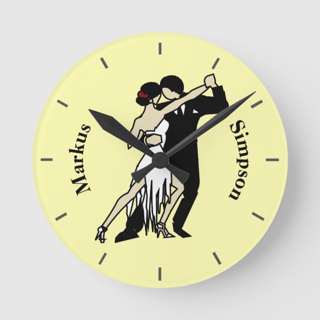 Tango-Tänzer im Vintagen Stil Runde Wanduhr (Vorderseite)