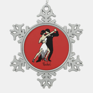 Tango-Tänzer Schneeflocken Zinn-Ornament