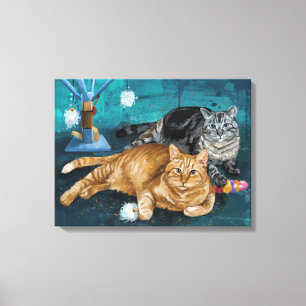 Tango und Vangogh Cats Portrait Leinwanddruck