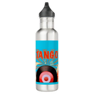 Tango Vinyl Record mit Musiknoten Pop Art Edelstahlflasche