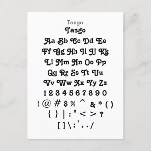 Tango - Zazzle-Schriftart-Musterblatt Postkarte