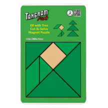 Tangram Christmas Elf Magnet - Sitzen am Baum