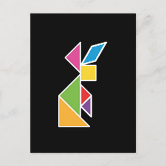 Tangram Kaninchen coelho Postkarte