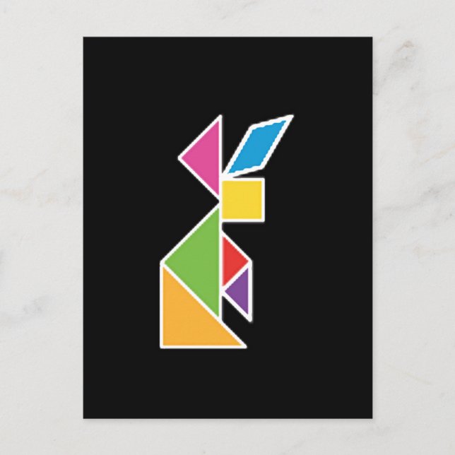 Tangram Kaninchen coelho Postkarte (Vorderseite)
