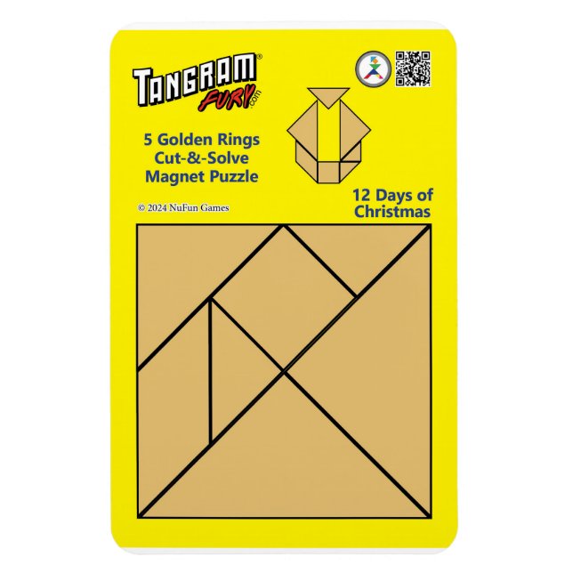 Tangram Magnet Puzzle - 5 Goldene Ringe (Vertikal)