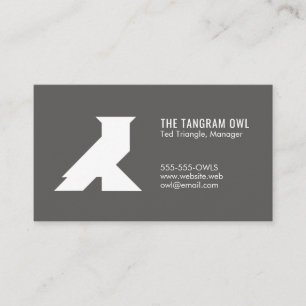 Tangram Owl White Geometric Shape auf Grau Visitenkarte
