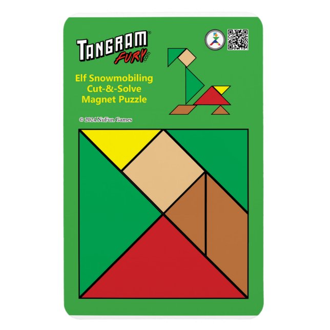 Tangram Quirky Elf Magnet - Snowmobiling (Vertikal)